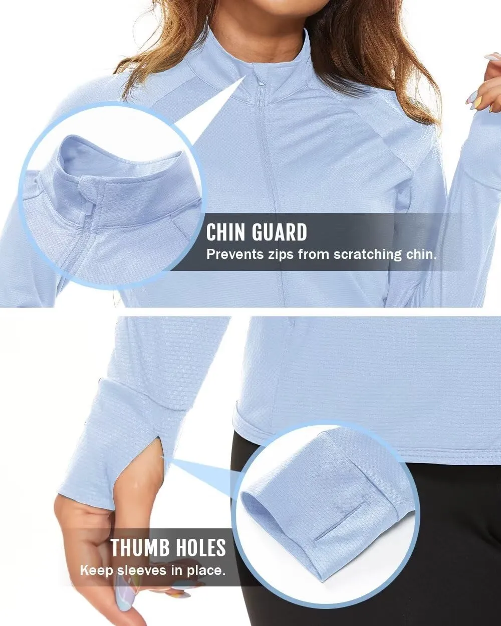 Boladeci Women's Athletic Jackets Lightweight UPF 50  Sun Shirts Long Sleeve Full Zip Up Quick Dry Running Workout Jackets