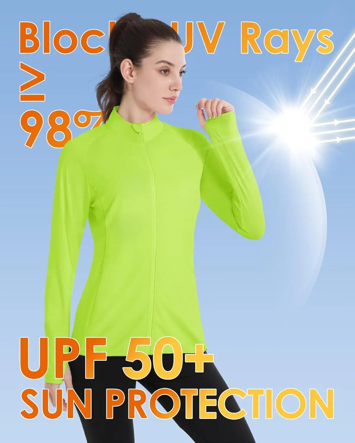 Boladeci Women's Athletic Jackets Lightweight UPF 50  Sun Shirts Long Sleeve Full Zip Up Quick Dry Running Workout Jackets