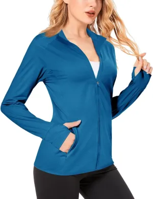 Boladeci Women's Athletic Jackets Lightweight UPF 50  Sun Shirts Long Sleeve Full Zip Up Quick Dry Running Workout Jackets