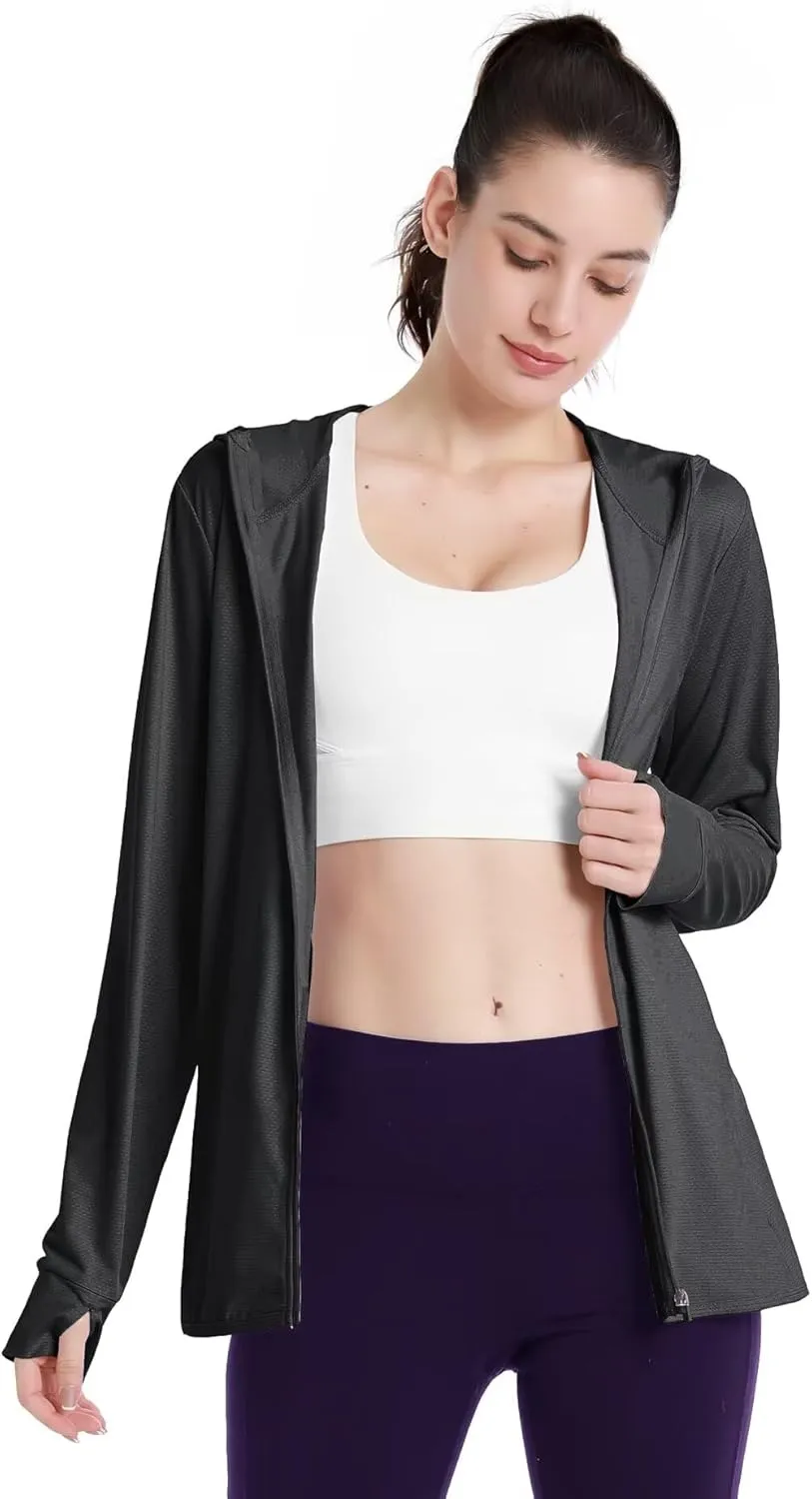 Boladeci Women's Athletic Jackets Lightweight UPF 50  Sun Shirts Long Sleeve Full Zip Up Quick Dry Running Workout Jackets