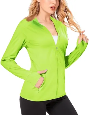 Boladeci Women's Athletic Jackets Lightweight UPF 50  Sun Shirts Long Sleeve Full Zip Up Quick Dry Running Workout Jackets