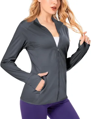 Boladeci Women's Athletic Jackets Lightweight UPF 50  Sun Shirts Long Sleeve Full Zip Up Quick Dry Running Workout Jackets