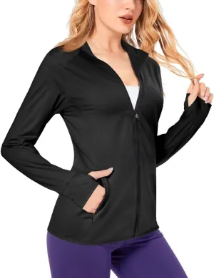 Boladeci Women's Athletic Jackets Lightweight UPF 50  Sun Shirts Long Sleeve Full Zip Up Quick Dry Running Workout Jackets