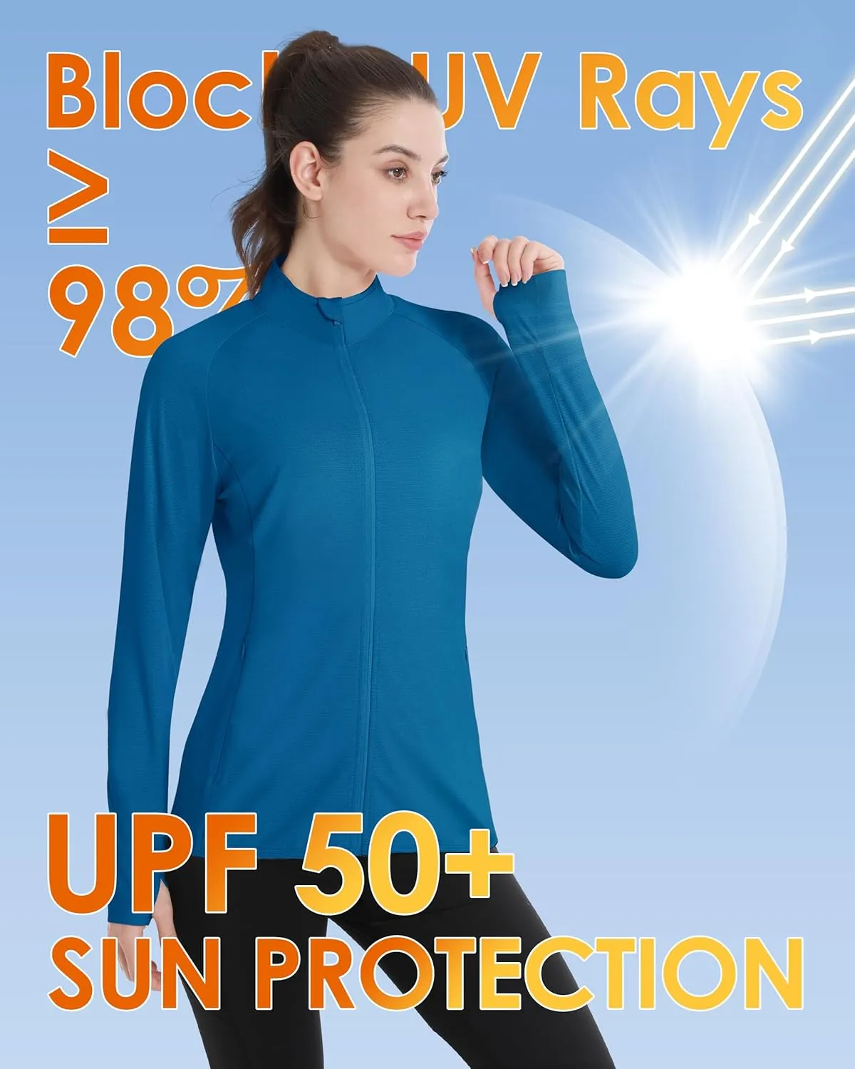 Boladeci Women's Athletic Jackets Lightweight UPF 50  Sun Shirts Long Sleeve Full Zip Up Quick Dry Running Workout Jackets