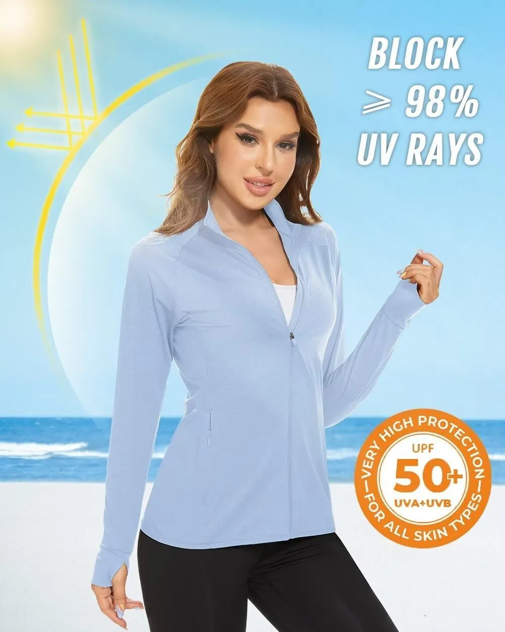 Boladeci Women's Athletic Jackets Lightweight UPF 50  Sun Shirts Long Sleeve Full Zip Up Quick Dry Running Workout Jackets