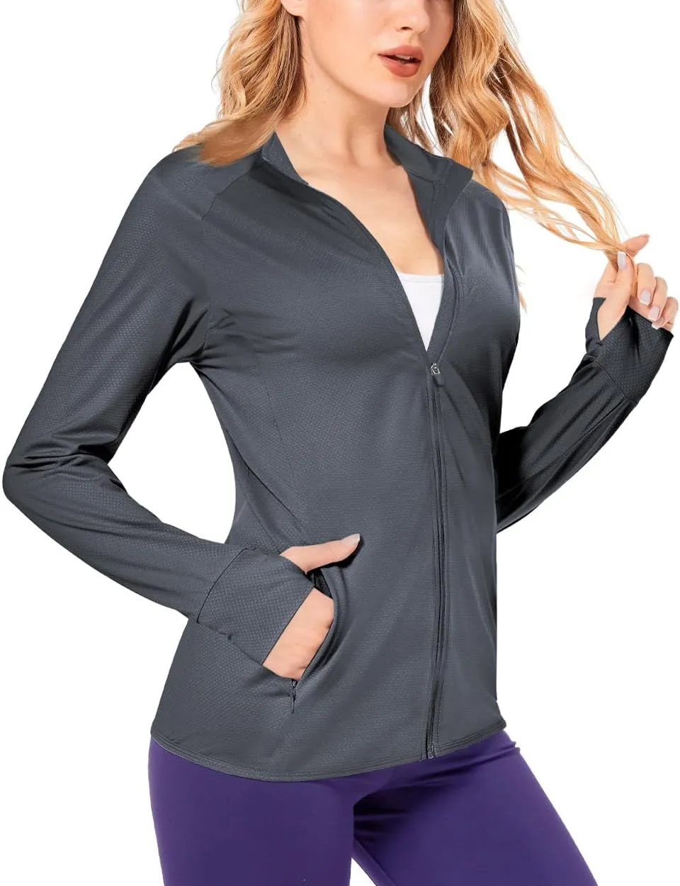 Boladeci Women's Athletic Jackets Lightweight UPF 50  Sun Shirts Long Sleeve Full Zip Up Quick Dry Running Workout Jackets