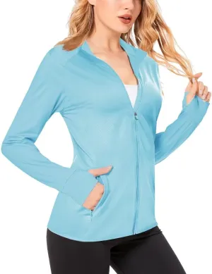 Boladeci Women's Athletic Jackets Lightweight UPF 50  Sun Shirts Long Sleeve Full Zip Up Quick Dry Running Workout Jackets