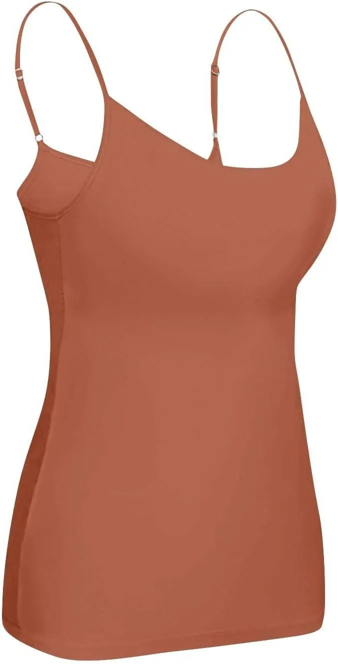 Camisole Tops for Women Summer Casual Spaghetti Strap Yoga Tank Tops Built in Bra Sports Padded Cotton Undershirts