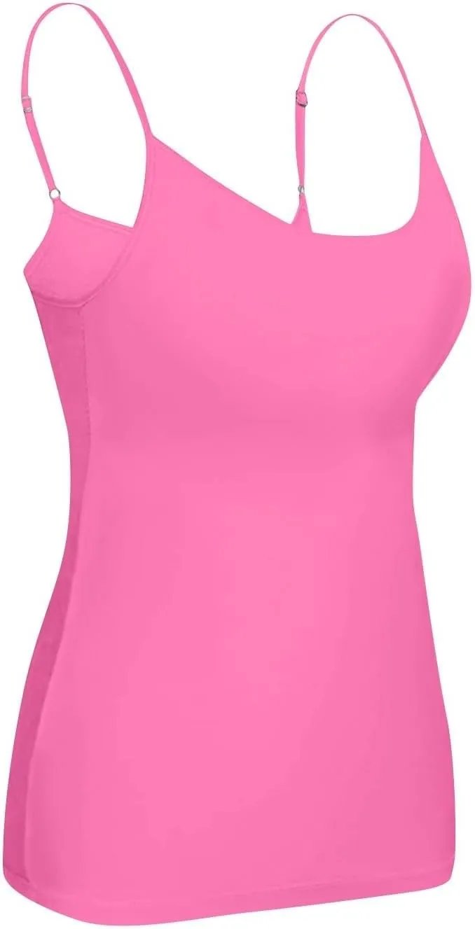 Camisole Tops for Women Summer Casual Spaghetti Strap Yoga Tank Tops Built in Bra Sports Padded Cotton Undershirts