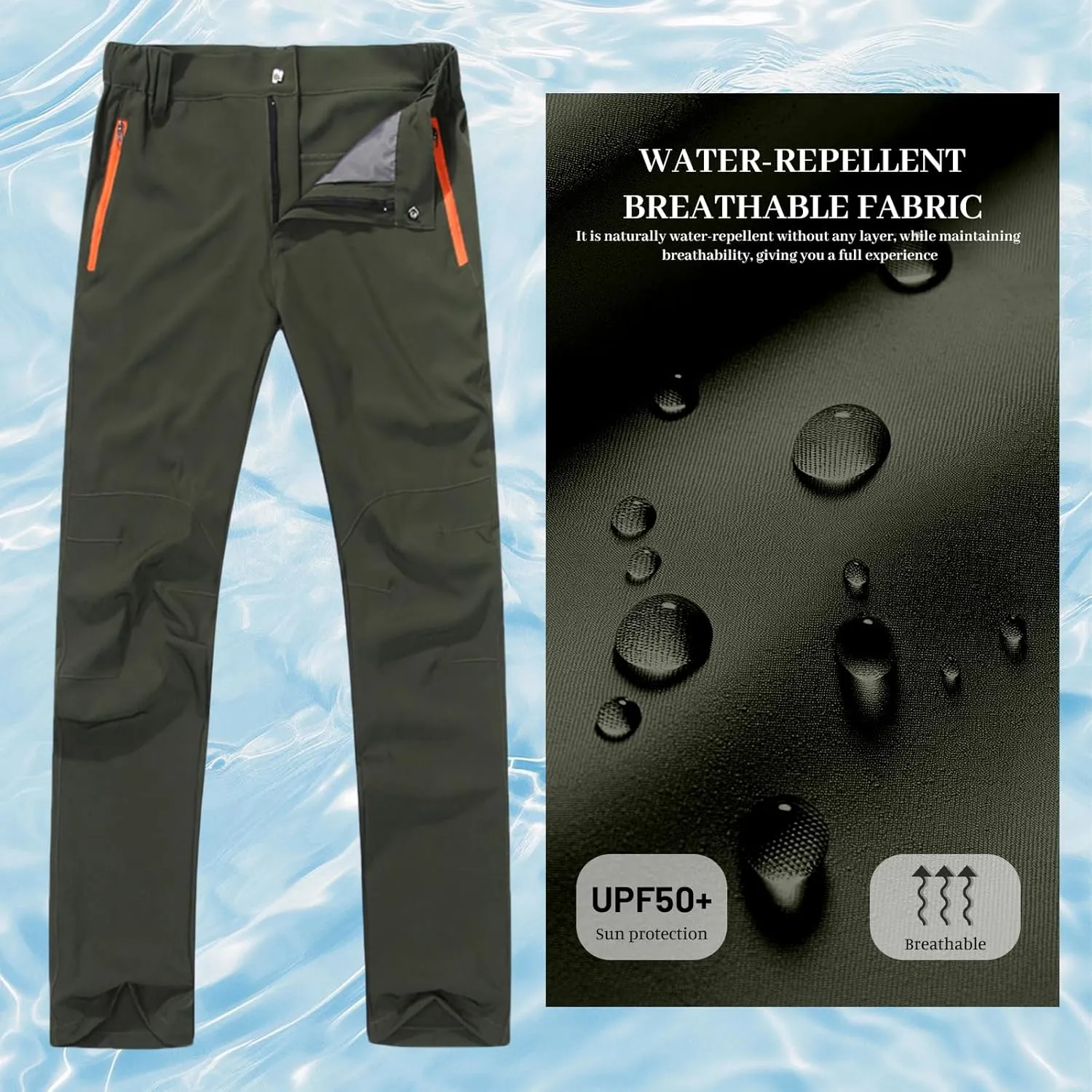 Camping Pants for Mens Quick-Dry Hiking Cargo Pants Water Resistant Breathable Outdoor Fishing Climbing Work Pant