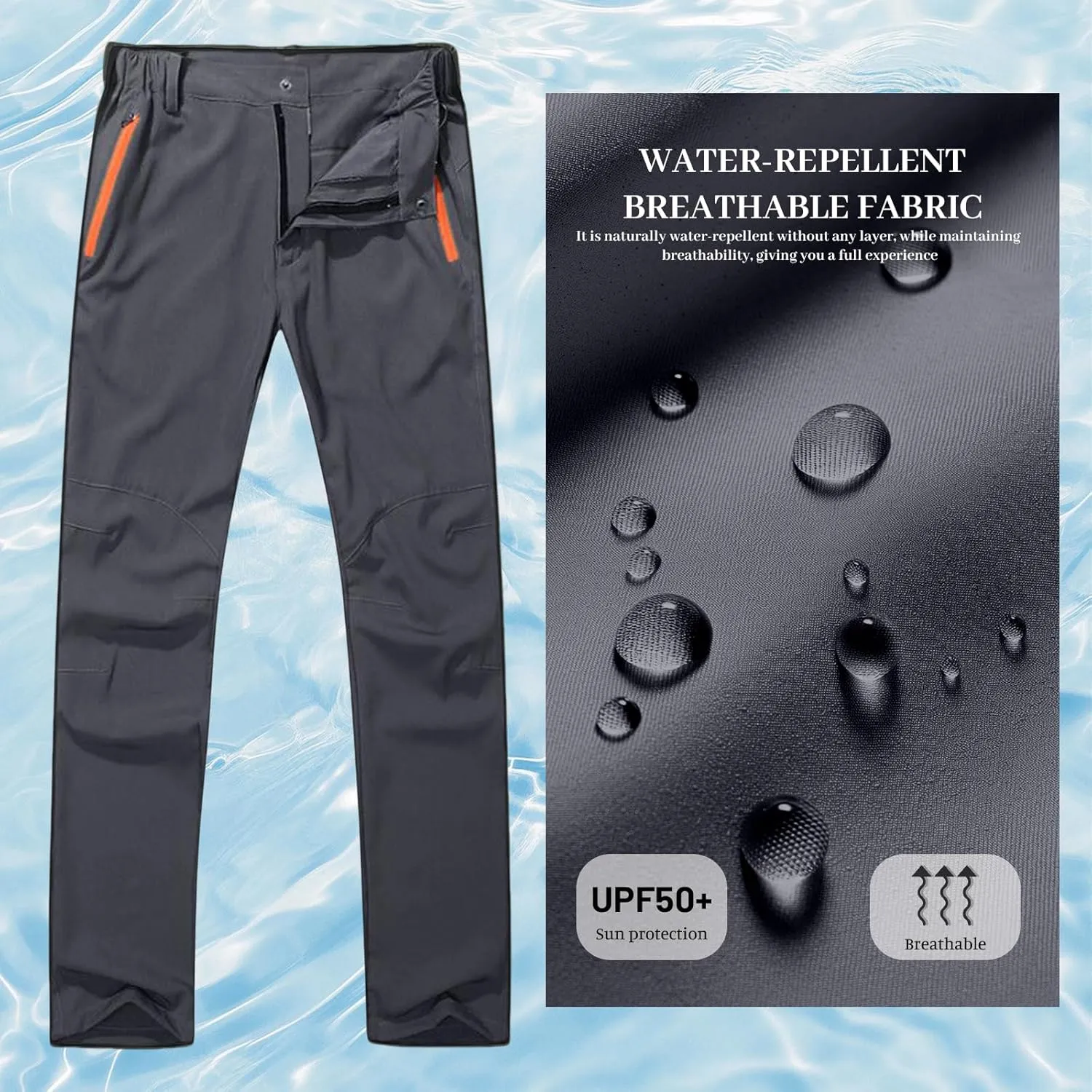 Camping Pants for Mens Quick-Dry Hiking Cargo Pants Water Resistant Breathable Outdoor Fishing Climbing Work Pant