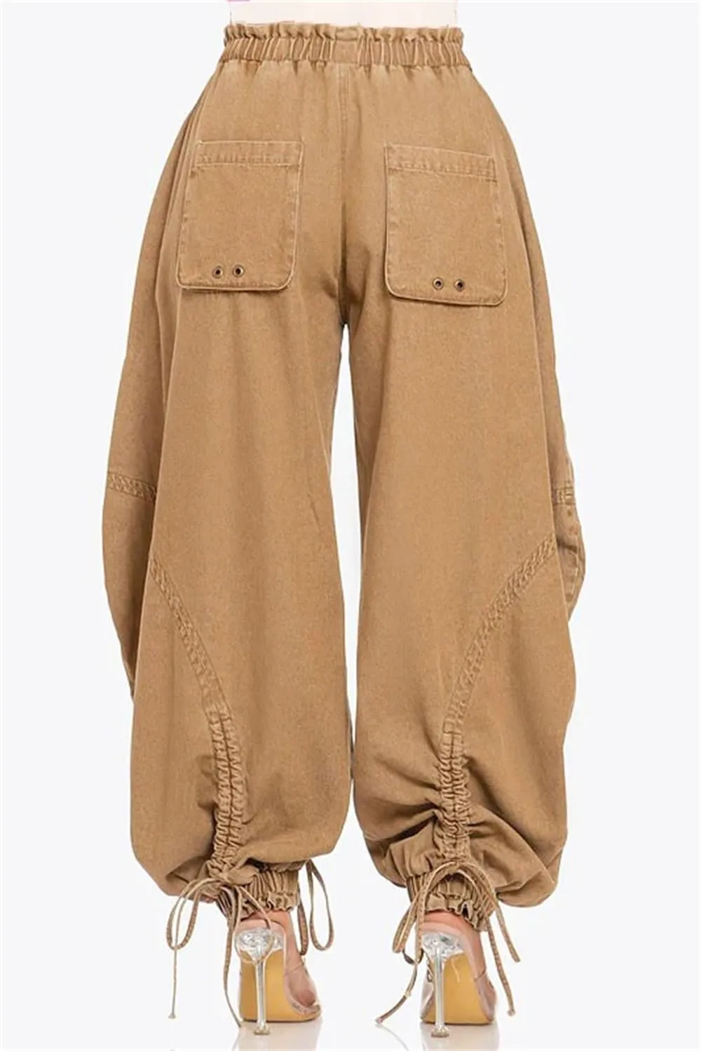 Cargo Jeans for Women High Waisted Drawstring Baggy Jogger Pants Loose Fit Denim Pant Sweatpants
