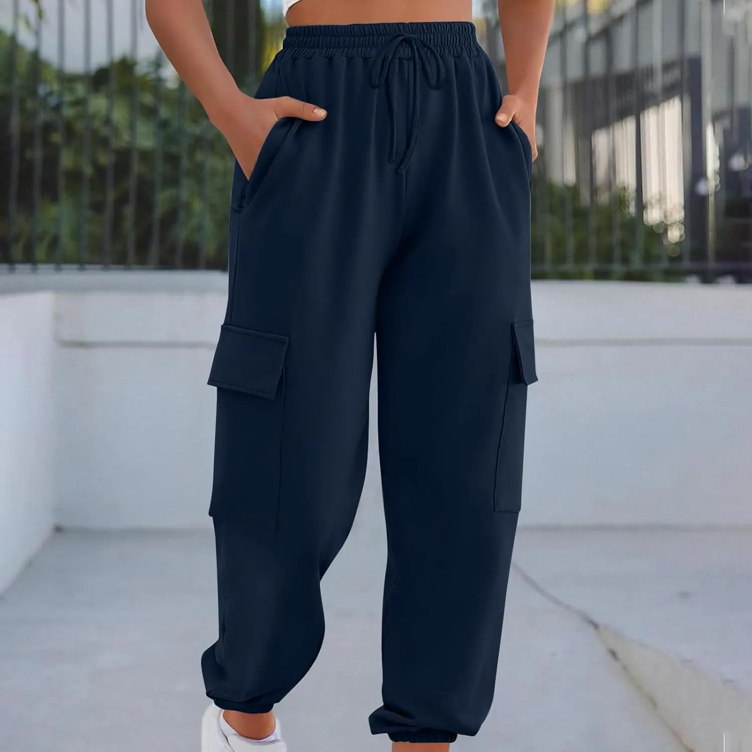 Cargo Joggers for Women Baggy High Waisted Sweatpants with Pockets Trendy Comfy Loose Workout Pants Jogging Pants