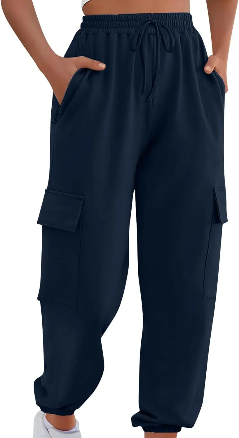 Cargo Joggers for Women Baggy High Waisted Sweatpants with Pockets Trendy Comfy Loose Workout Pants Jogging Pants