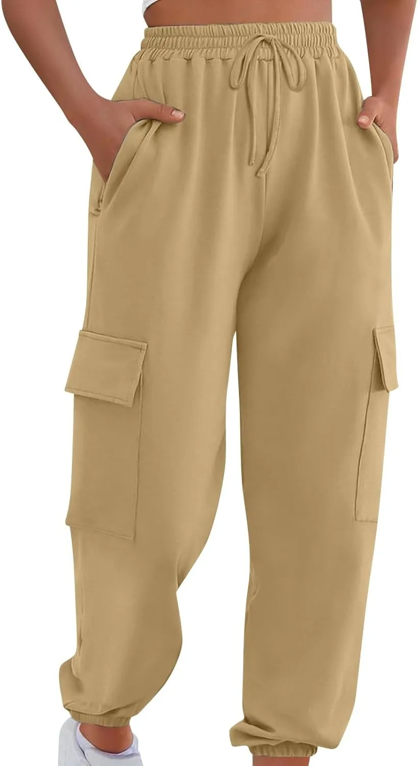 Cargo Joggers for Women Baggy High Waisted Sweatpants with Pockets Trendy Comfy Loose Workout Pants Jogging Pants
