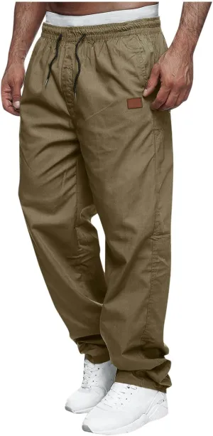 Cargo Pants for Men Lightweight Stretch Work Hiking Pants Elastic Waist Baggy Outdoor Workout Athletic Jogger Pants