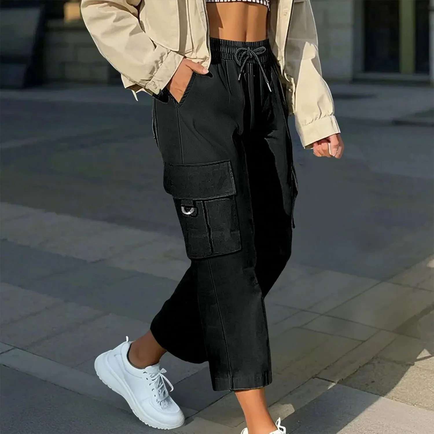 Cargo Pants for Women 2025 High Waisted Casual Wide Leg Pants Baggy Stretchy Wide Leg Y2K Streetwear with Pockets