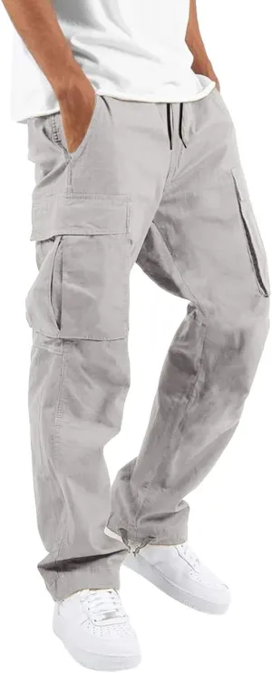 Cargo Sweatpants for Men Baggy Open Bottom Loose Pants Straight Leg Athletic Work Pants Hiking Streetwear Joggers