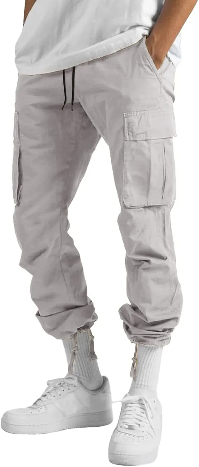 Cargo Sweatpants for Men Baggy Open Bottom Loose Pants Straight Leg Athletic Work Pants Hiking Streetwear Joggers