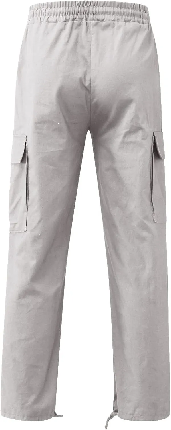 Cargo Sweatpants for Men Baggy Open Bottom Loose Pants Straight Leg Athletic Work Pants Hiking Streetwear Joggers