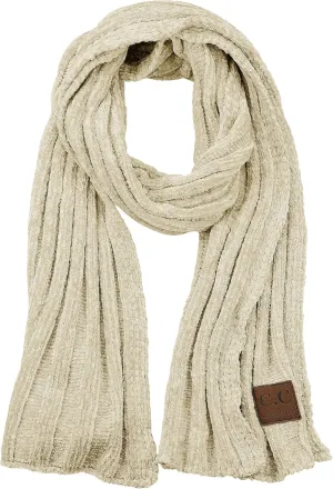 C.C Women's Ultra Soft Chenille Ribbed Thick Warm Knit Shawl Wrap Scarf