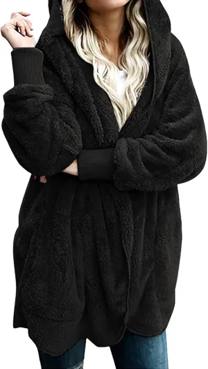 Ceboyel Womens Fleece Winter Coat Sherpa Hooded Jackets Fluffy Hoodie Trendy Warm Loungewear Clothes 2023