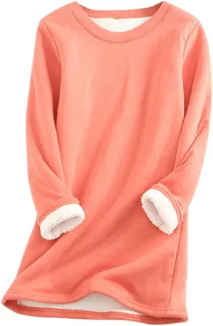 Ceboyel Womens Sherpa Lined Sweatshirt Pullover Fleece Warm Loungewear Sweater Fuzzy Pajama Tops Cute Winter Clothes 2023