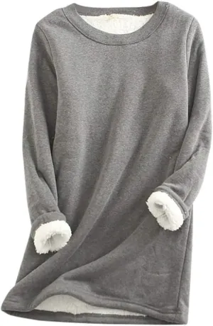 Ceboyel Womens Sherpa Lined Sweatshirt Pullover Fleece Warm Loungewear Sweater Fuzzy Pajama Tops Cute Winter Clothes 2023