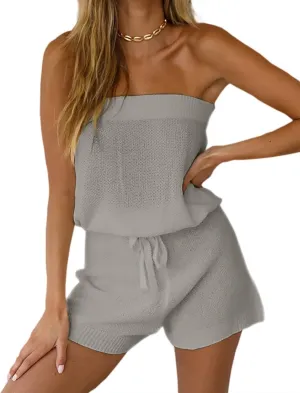 Chang Yun Womens Summer Jumpsuits Casual Loose Sleeveless Off Shoulder Elastic Waist Romper Loungewear Two Piece Outfits