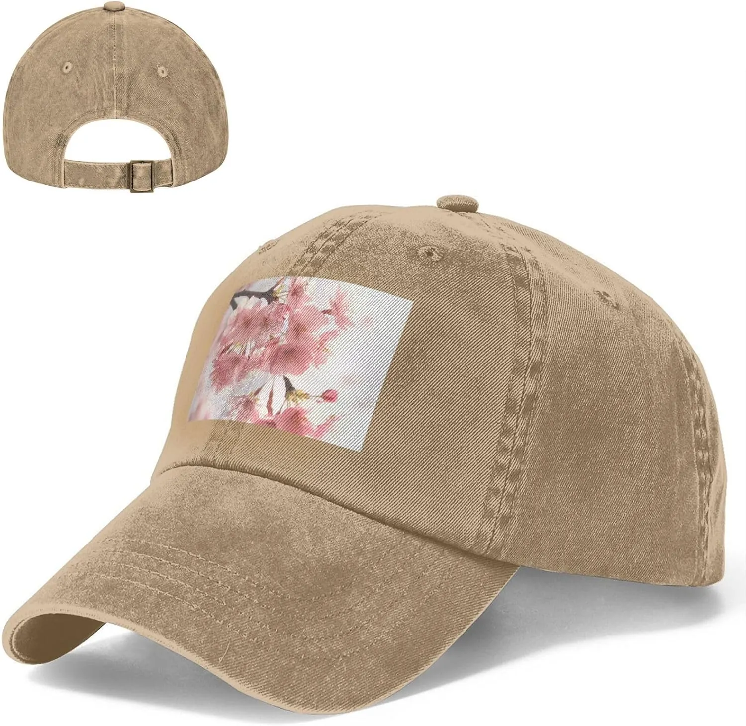 Cherry Blossom Unisex Baseball Cap Breathable Cotton Trucker Hat Classic Denim Dad Hat Summer Sun Hat