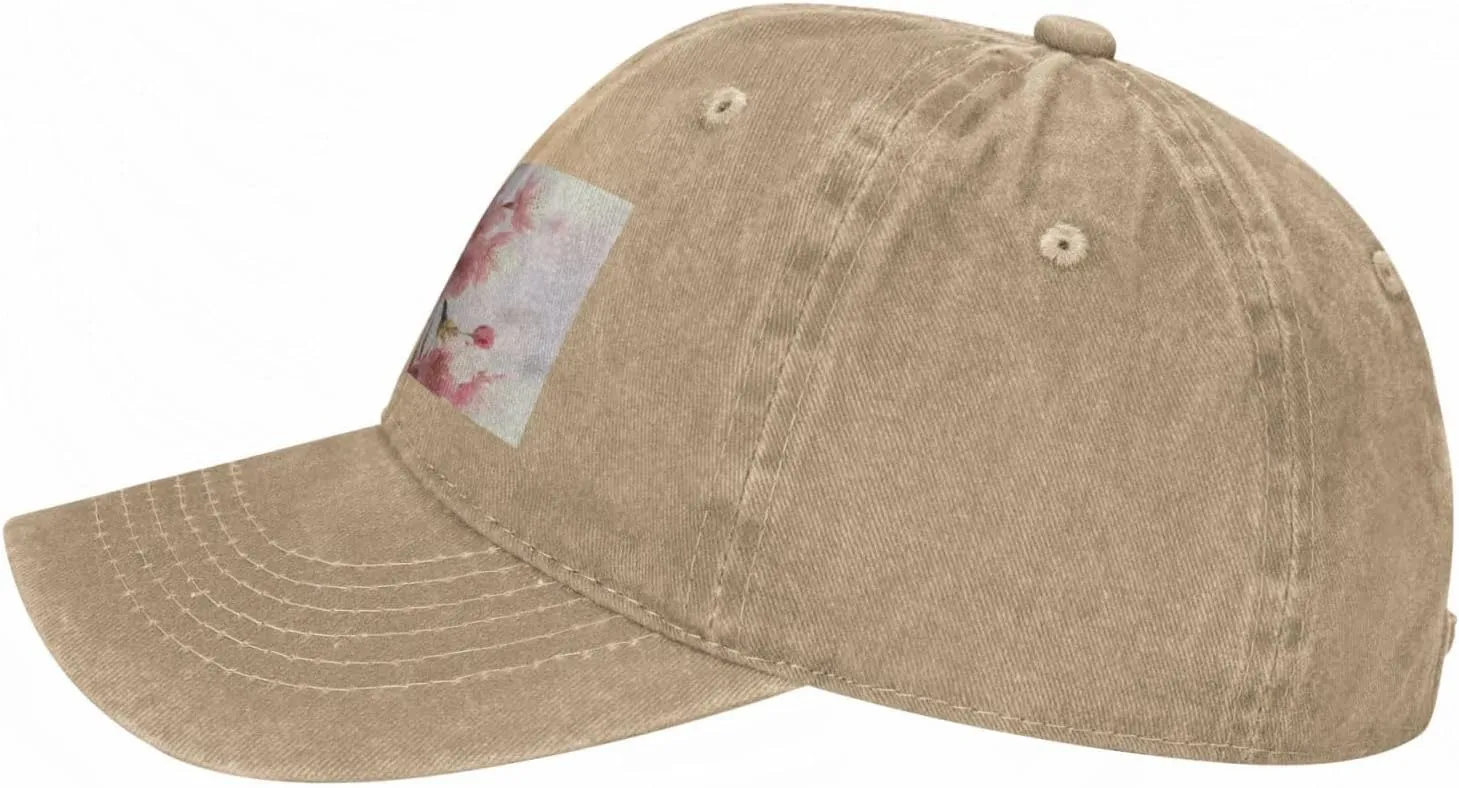 Cherry Blossom Unisex Baseball Cap Breathable Cotton Trucker Hat Classic Denim Dad Hat Summer Sun Hat
