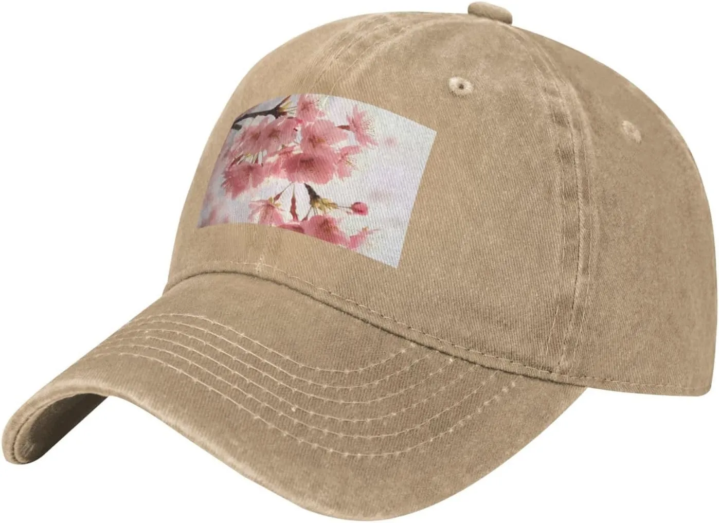 Cherry Blossom Unisex Baseball Cap Breathable Cotton Trucker Hat Classic Denim Dad Hat Summer Sun Hat