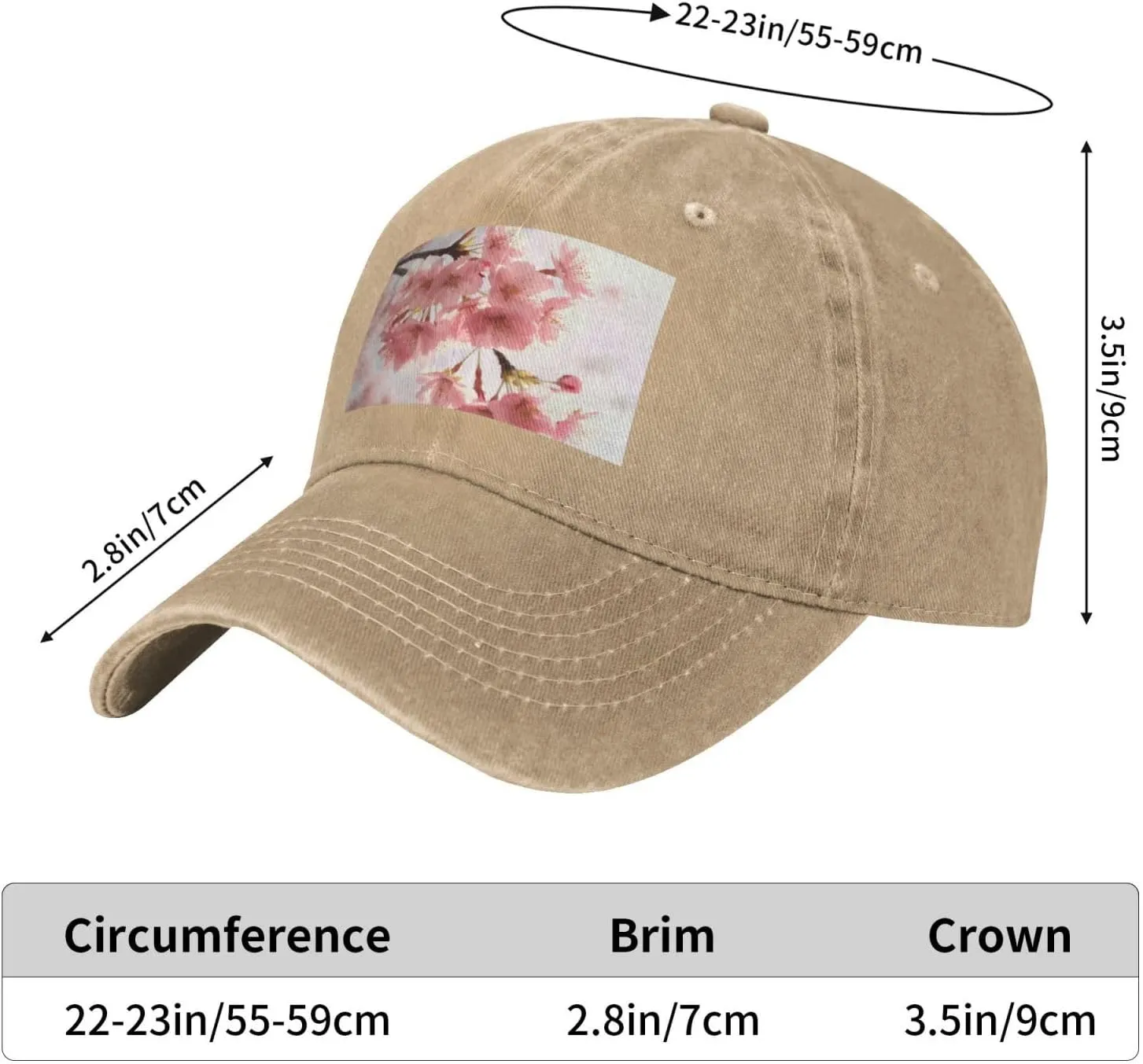 Cherry Blossom Unisex Baseball Cap Breathable Cotton Trucker Hat Classic Denim Dad Hat Summer Sun Hat