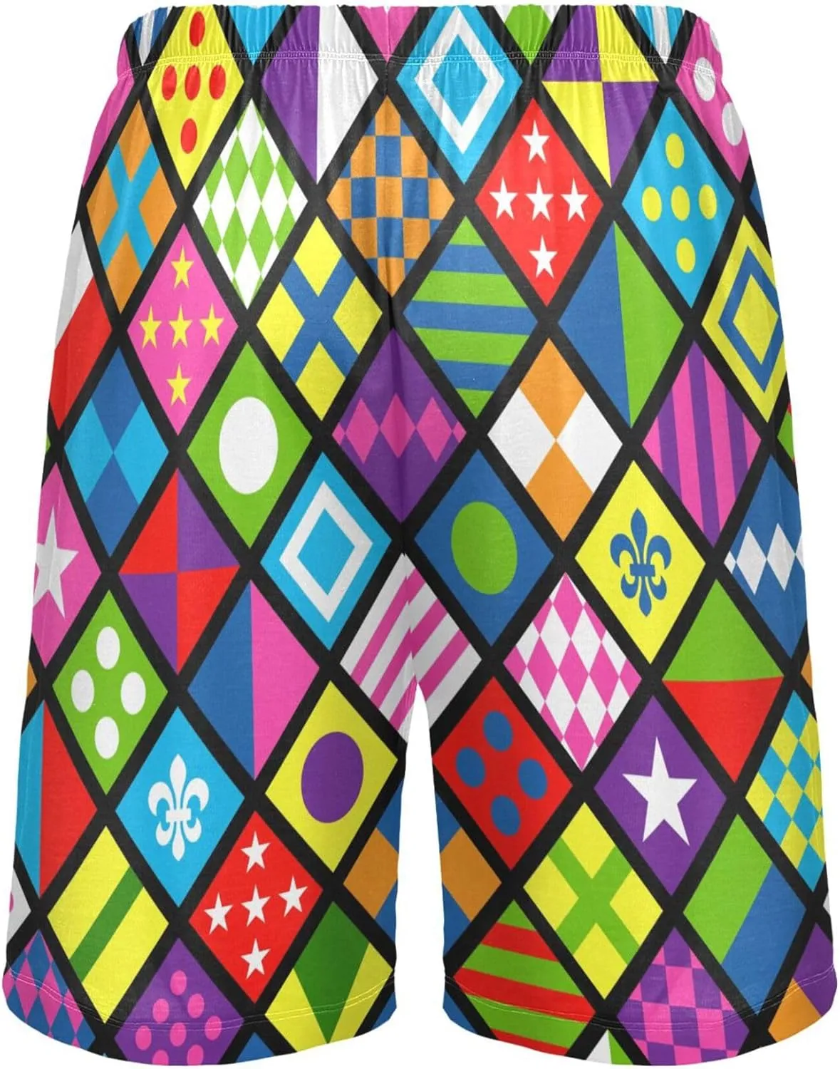 Colorful Geometric Pattern Horse Jockey Uniform Design Men's Pajama Pants Shorts Sleepwear Lounge Pajama Bottoms S-2XL