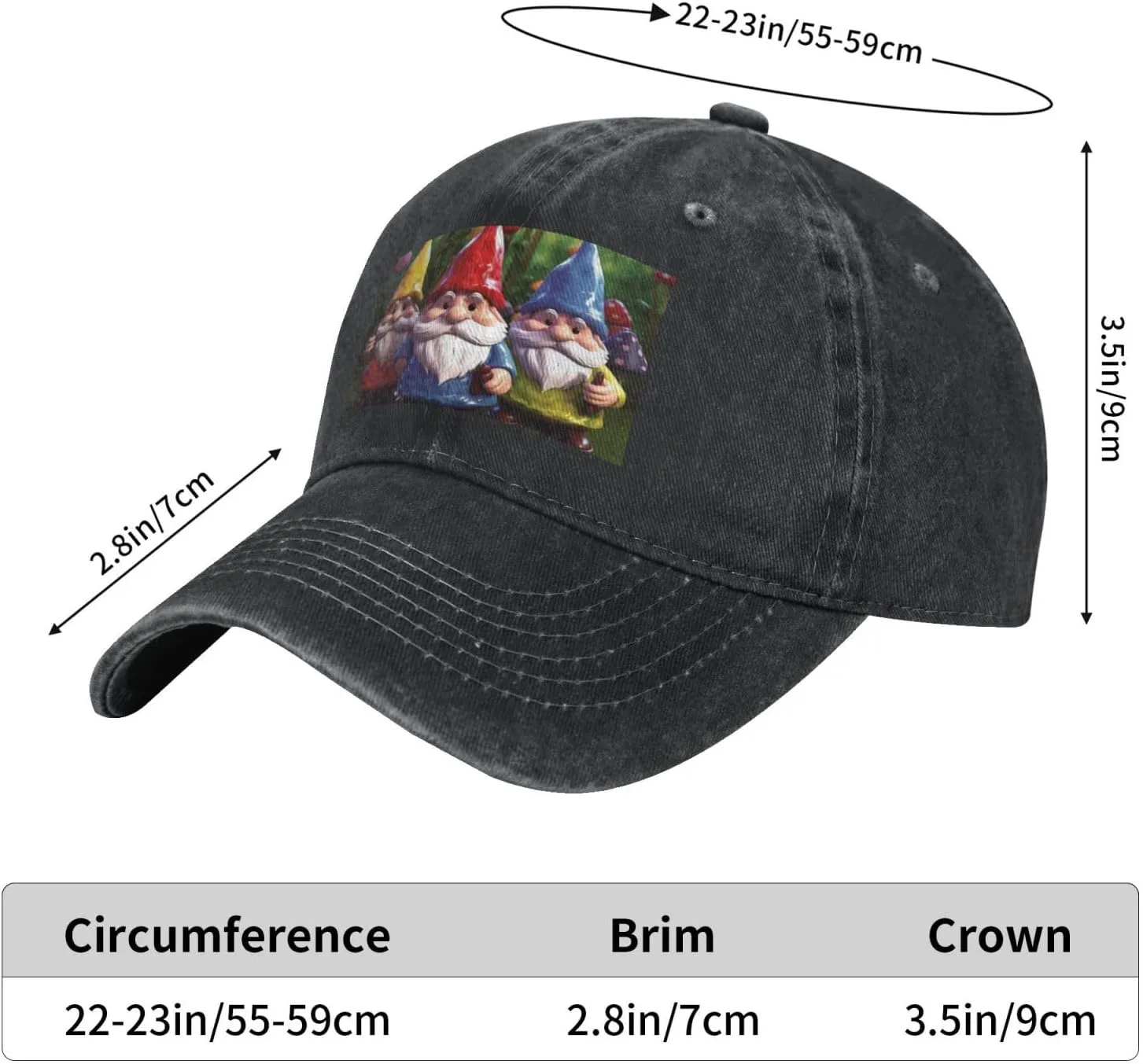 Colorful Gnomes Unisex Baseball Cap Breathable Cotton Trucker Hat Classic Denim Dad Hat Summer Sun Hat