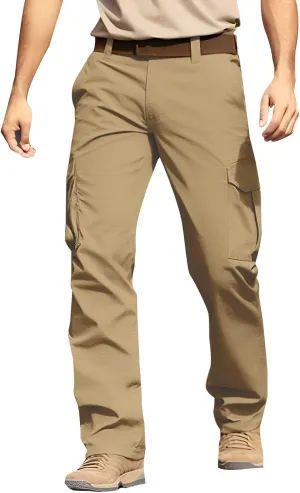 CRNTCEM Men's Hiking Cargo Pants Waterproof Quick-Dry Fishing Work Outdoor Pants Lightweight Water Resistant Ripstop Pants