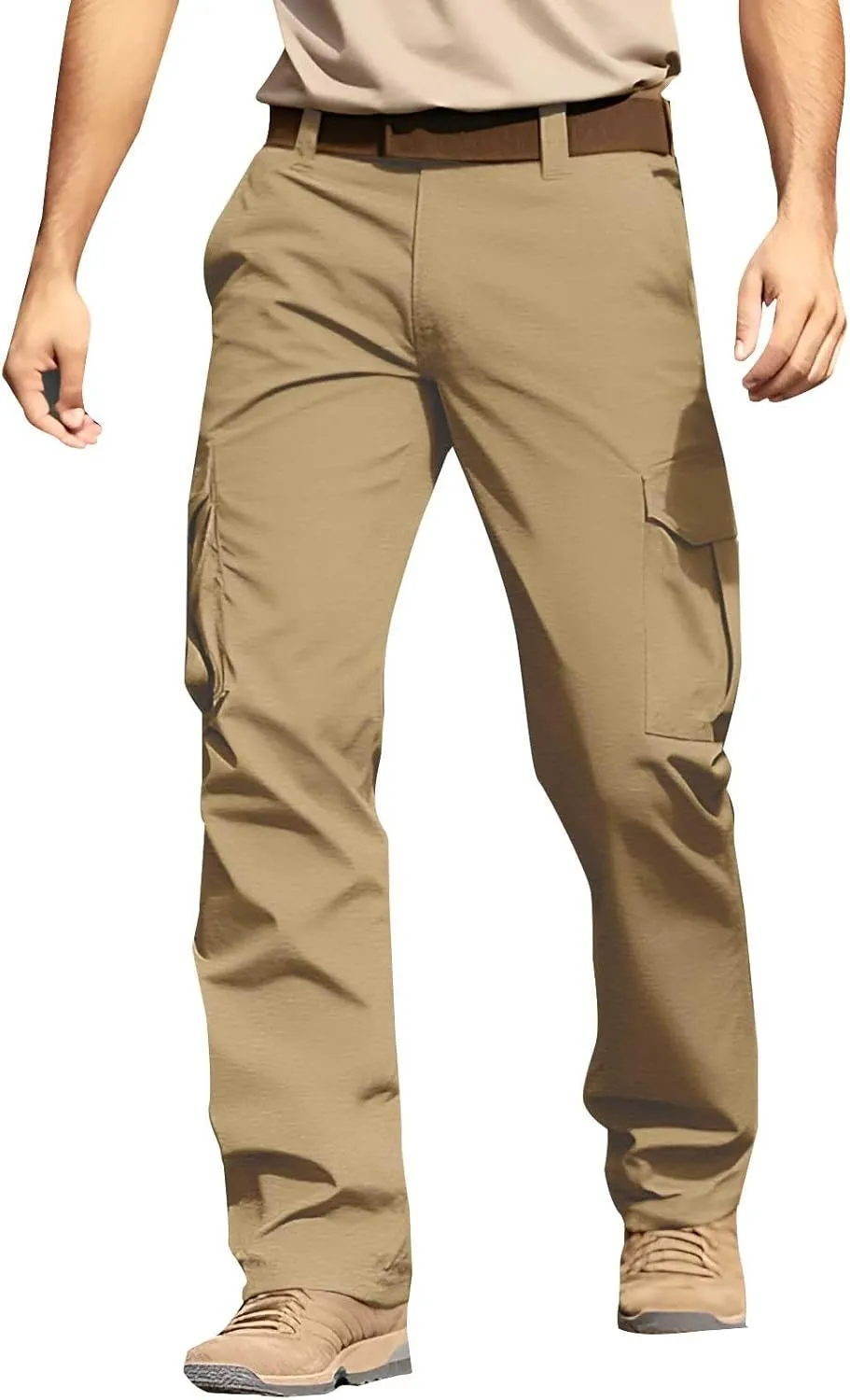 CRNTCEM Men's Hiking Cargo Pants Waterproof Quick-Dry Fishing Work Outdoor Pants Lightweight Water Resistant Ripstop Pants