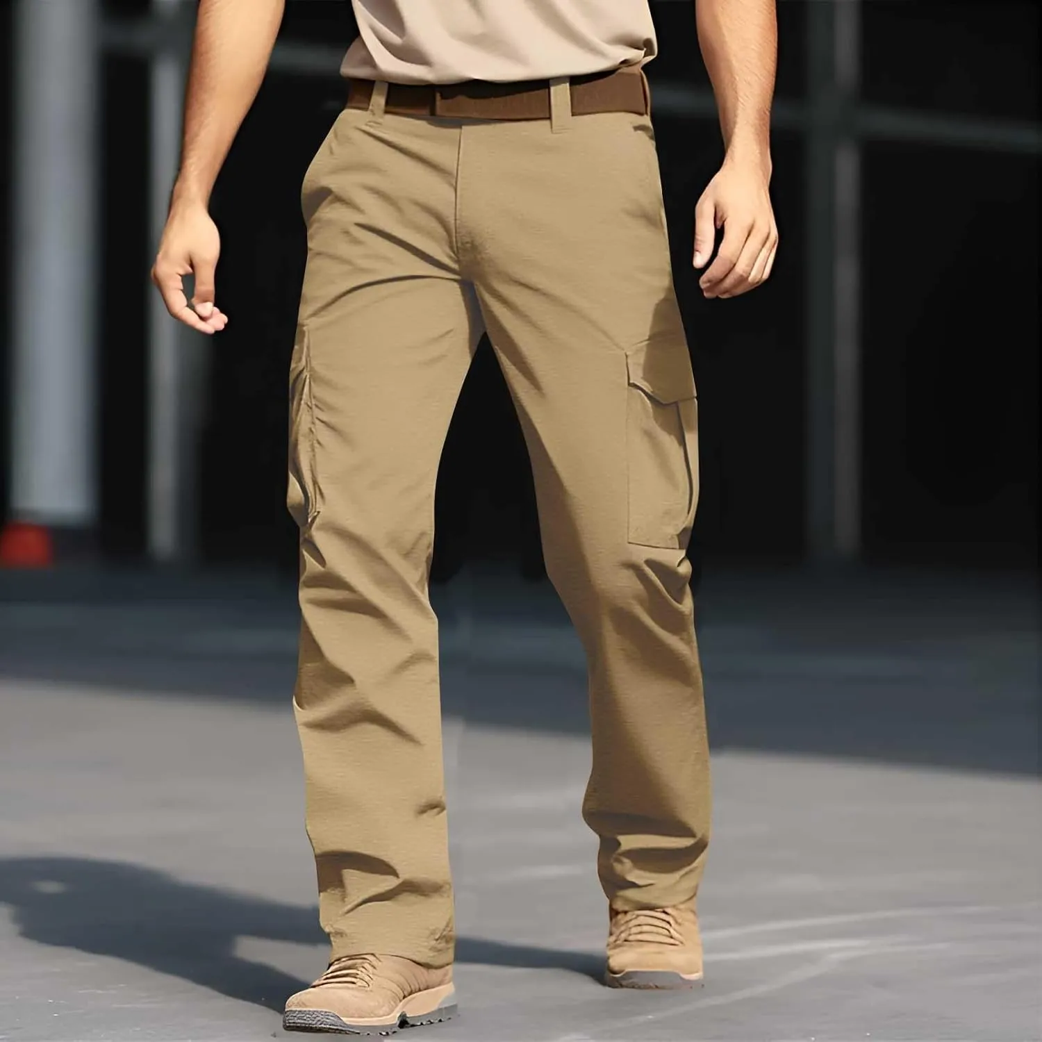 CRNTCEM Men's Hiking Cargo Pants Waterproof Quick-Dry Fishing Work Outdoor Pants Lightweight Water Resistant Ripstop Pants