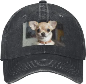 Cute Chihuahua Unisex Baseball Cap Breathable Cotton Trucker Hat Classic Denim Dad Hat Summer Sun Hat