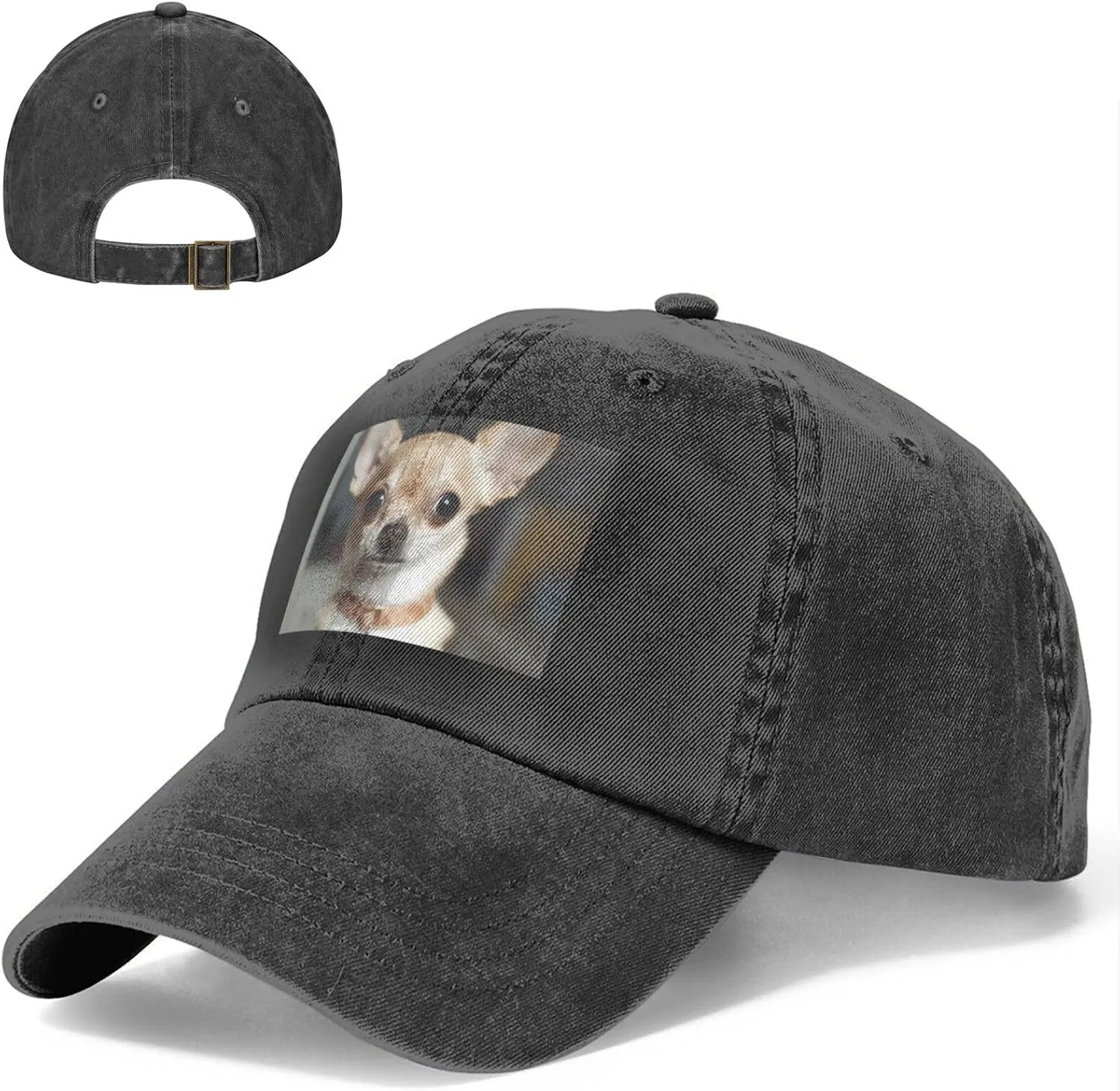 Cute Chihuahua Unisex Baseball Cap Breathable Cotton Trucker Hat Classic Denim Dad Hat Summer Sun Hat