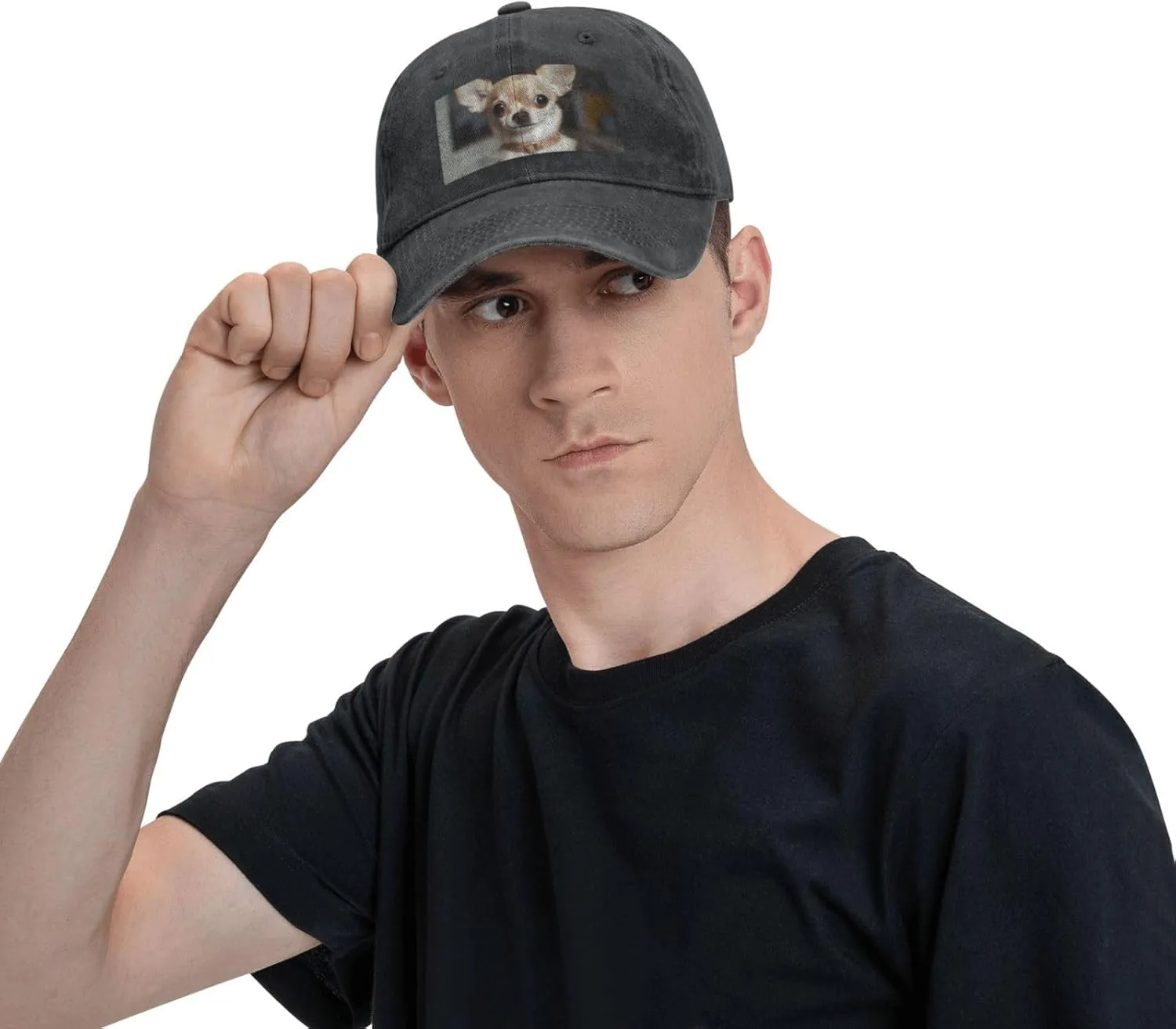 Cute Chihuahua Unisex Baseball Cap Breathable Cotton Trucker Hat Classic Denim Dad Hat Summer Sun Hat