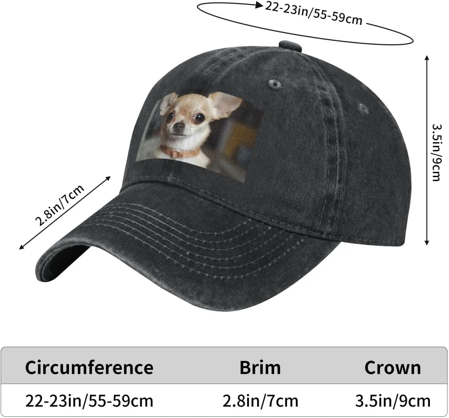 Cute Chihuahua Unisex Baseball Cap Breathable Cotton Trucker Hat Classic Denim Dad Hat Summer Sun Hat