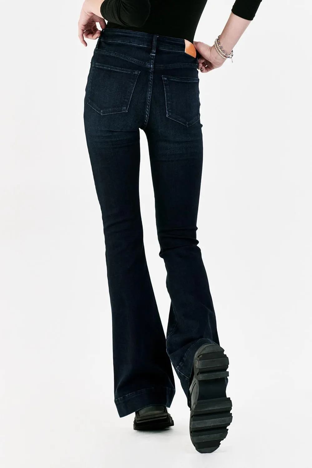 DEAR JOHN Laney Flare Women's Jeans Mid Rise Clean Hem