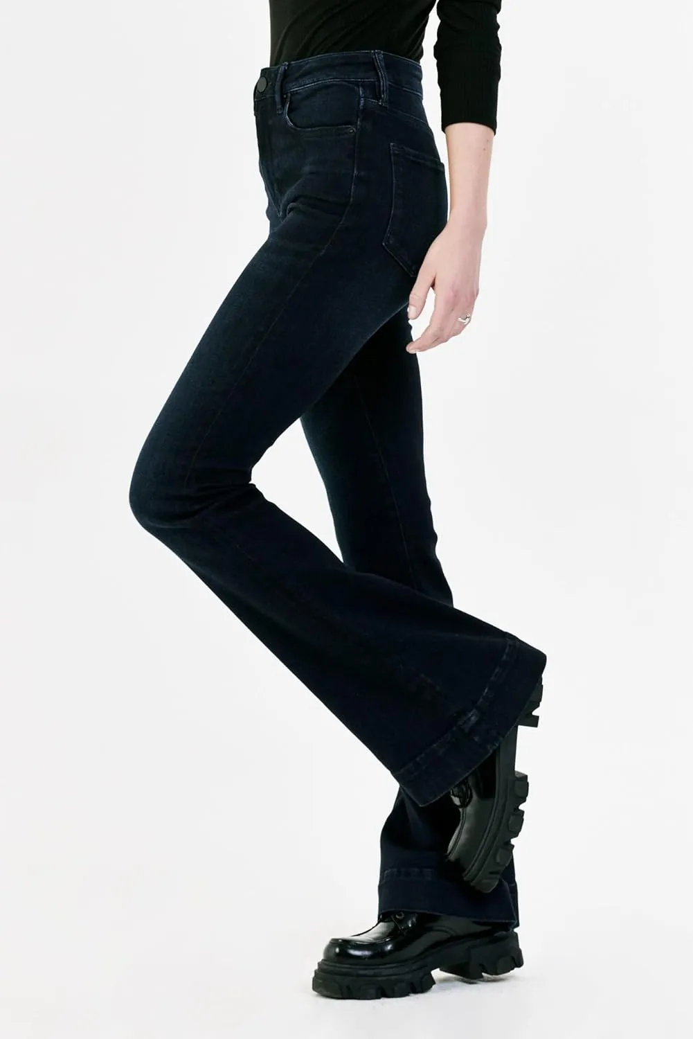 DEAR JOHN Laney Flare Women's Jeans Mid Rise Clean Hem
