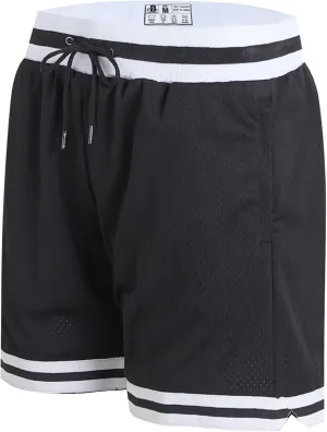 DEHANER Men's Basketball Shorts with Zip Pockets for Workout Gym Sports, Featuring Breathable Mesh Fabric