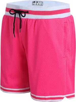 DEHANER Men's Basketball Shorts with Zip Pockets for Workout Gym Sports, Featuring Breathable Mesh Fabric