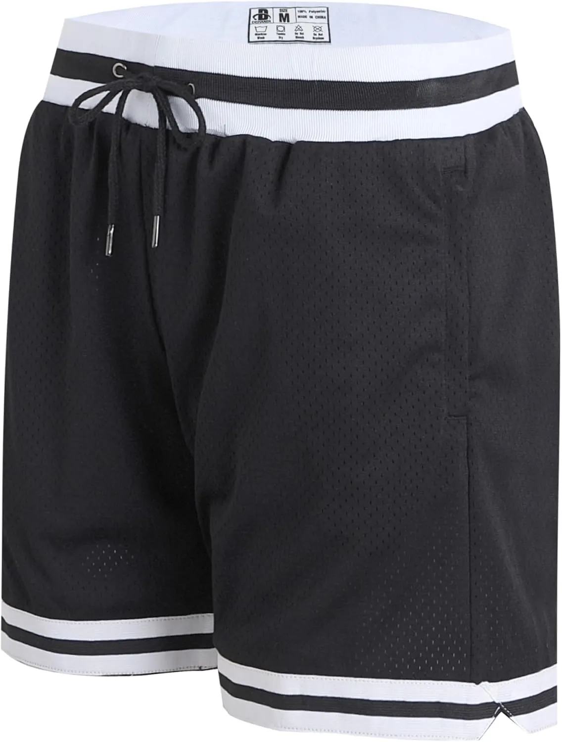 DEHANER Men's Basketball Shorts with Zip Pockets for Workout Gym Sports, Featuring Breathable Mesh Fabric