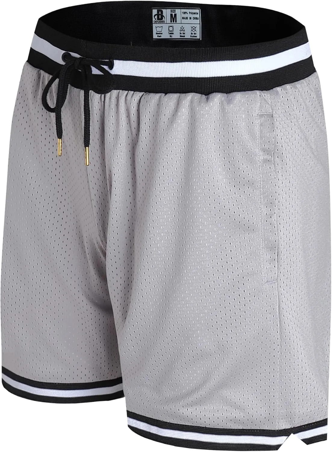 DEHANER Men's Basketball Shorts with Zip Pockets for Workout Gym Sports, Featuring Breathable Mesh Fabric