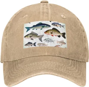 Different Fish Unisex Baseball Cap Breathable Cotton Trucker Hat Classic Denim Dad Hat Summer Sun Hat