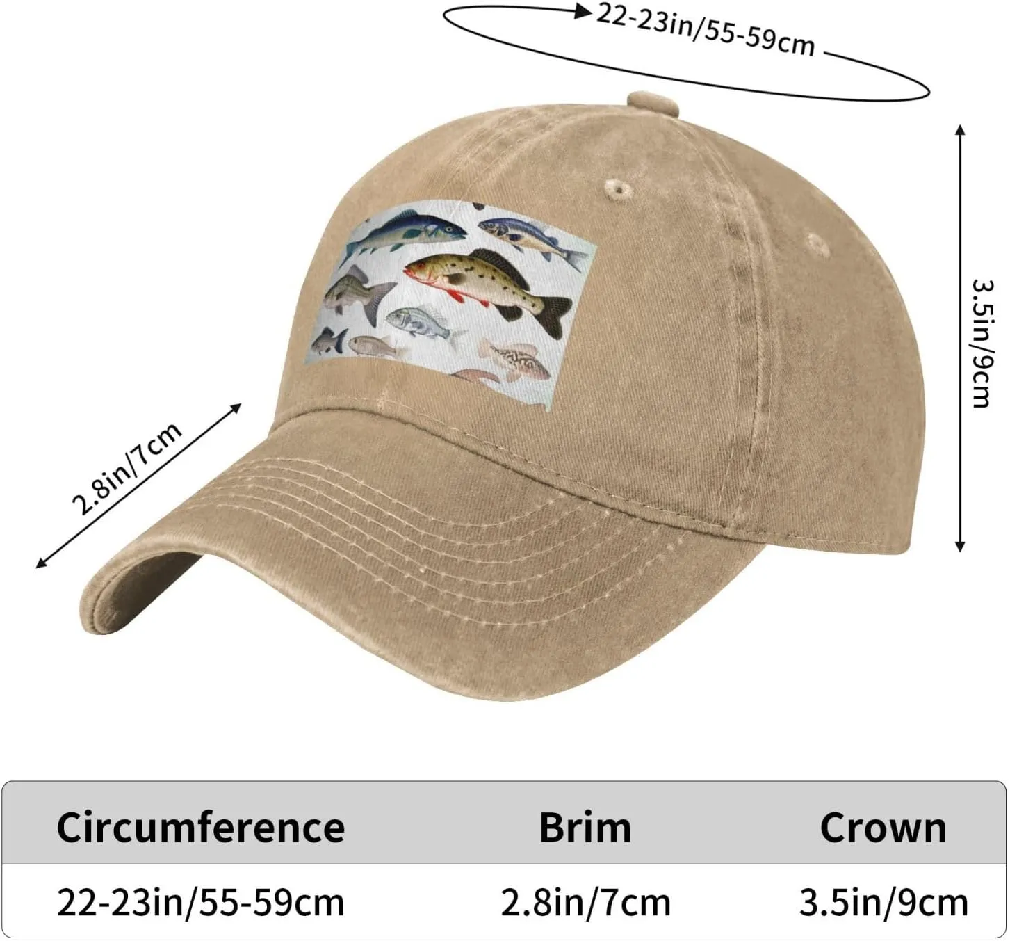 Different Fish Unisex Baseball Cap Breathable Cotton Trucker Hat Classic Denim Dad Hat Summer Sun Hat
